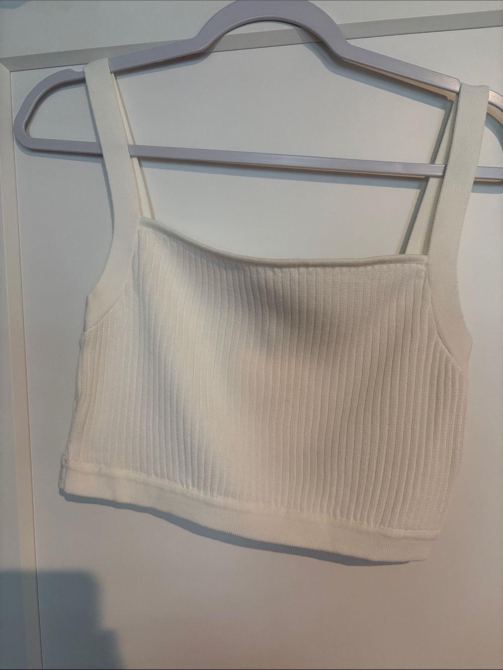 Ribbed Cropped Tank Top - Cream